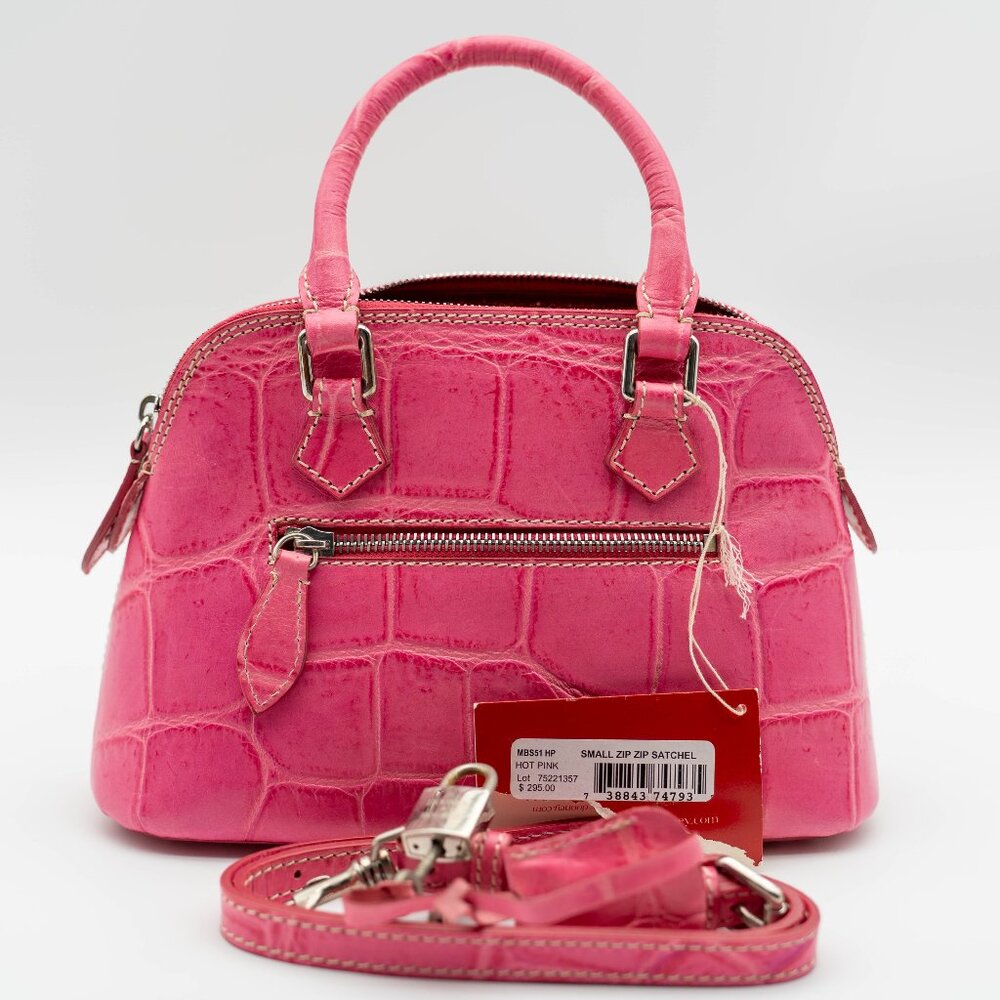 NWT Doony & Bourke Rare Hot Pink Exclusive Exotic Croc Small Cross Body Bag